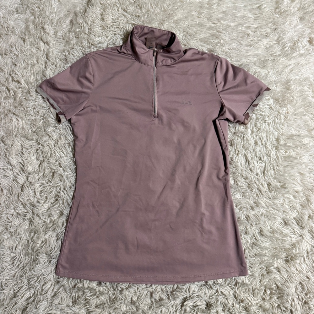 Women's Short Sleeve Half-Zip Top - Mauve